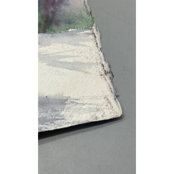 2 sided Watercolor Painting Flowers Vase Scenic Covered Bridge Landscape READ - Picture 5 of 11